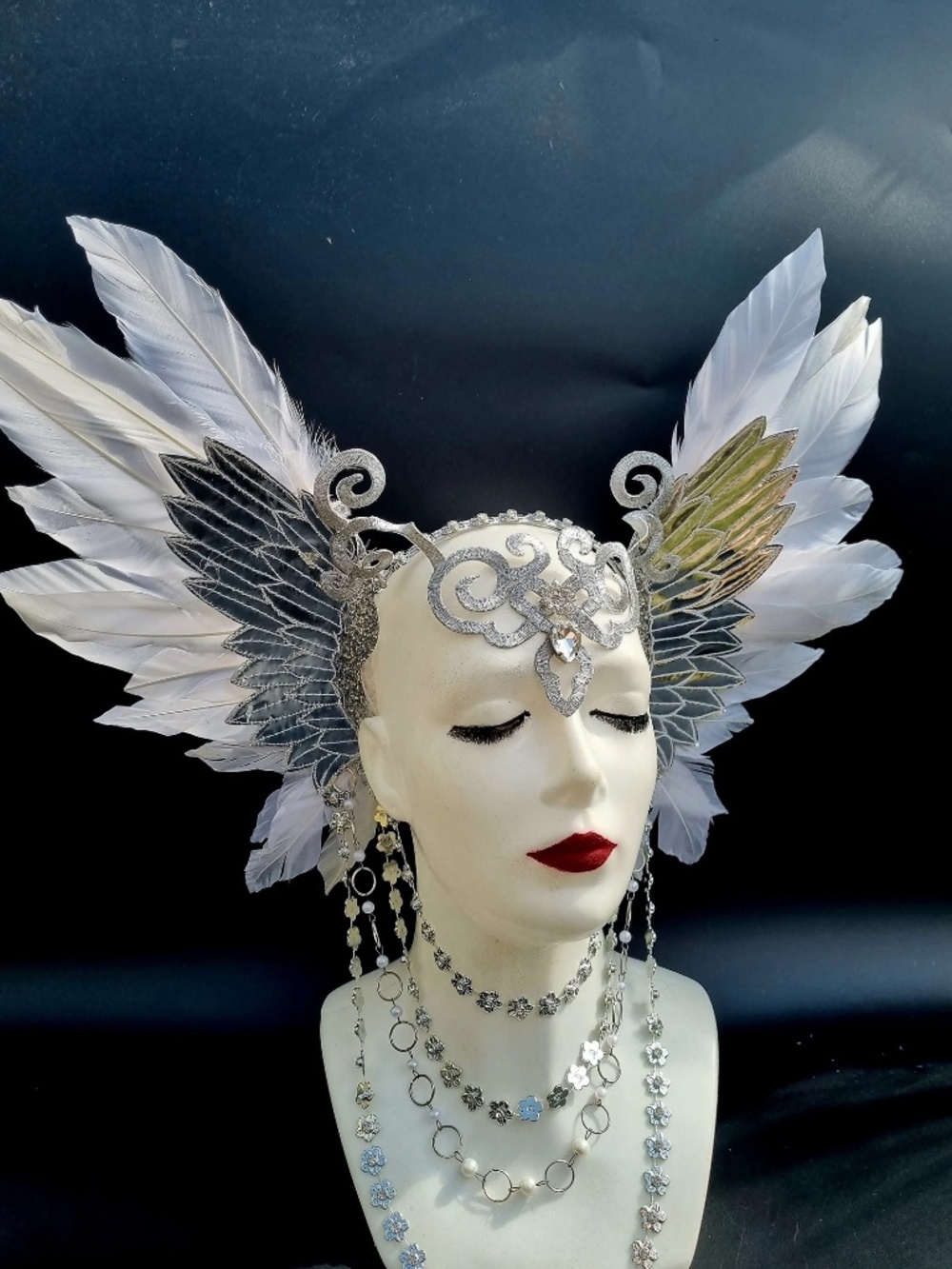 White Wing Headdress Chain Angel Ice Queen